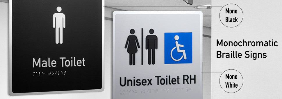 Black and White Braille Signs