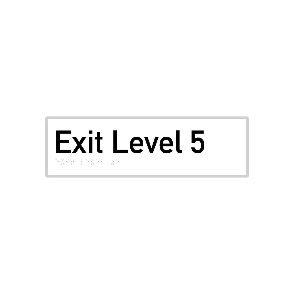Exit Level 5, SNA Aluminium with White Background. (05 Exit A White)
