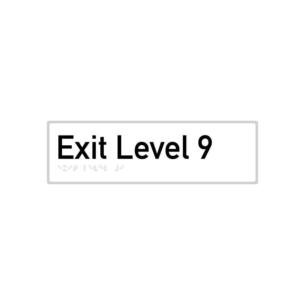 Exit Level 9, SNA Aluminium with White Background. (09 Exit A White)