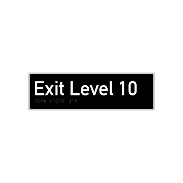 Exit Level 10, SNA Aluminium with Black Background. (10 Exit A Black)