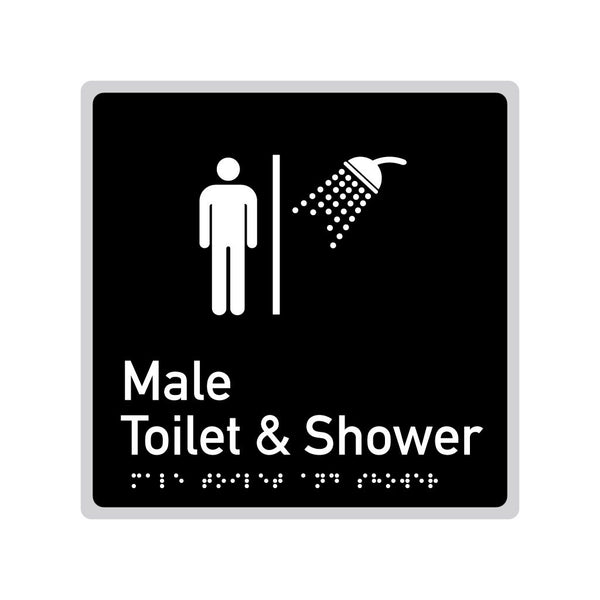 Male Toilet & Shower, SNA Aluminium "Mono" with Black Background. (K MTS 118)