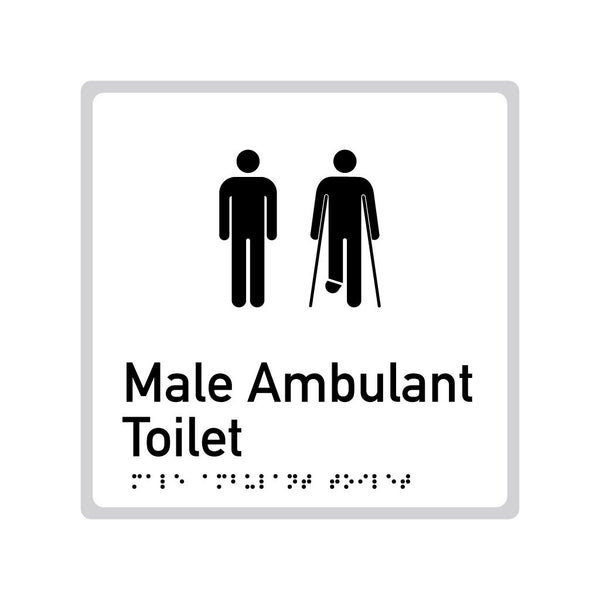 Male Ambulant Toilet, SNA Aluminium "Mono" with White Background. (W MAT 206)
