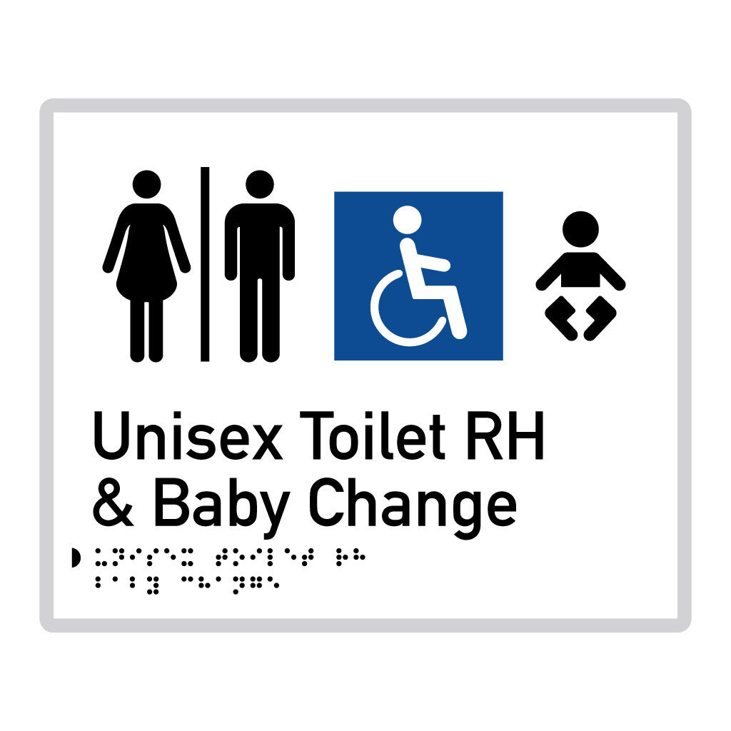 Unisex Toilet RH & Baby Change, SNA Aluminium "Mono" with White Background. (W UTRB 213)