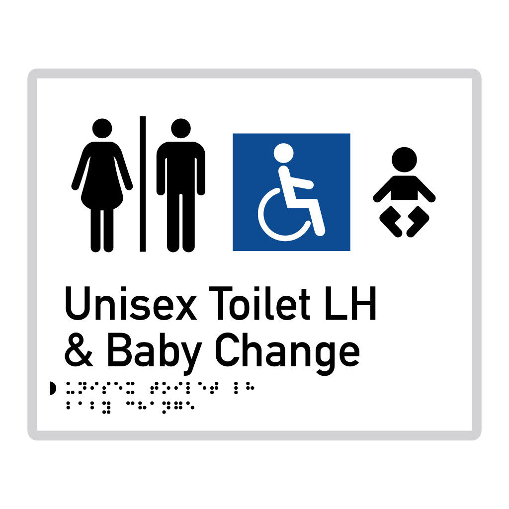 Unisex Toilet LH & Baby Change, SNA Aluminium "Mono" with White Background. (W UTLB 214)