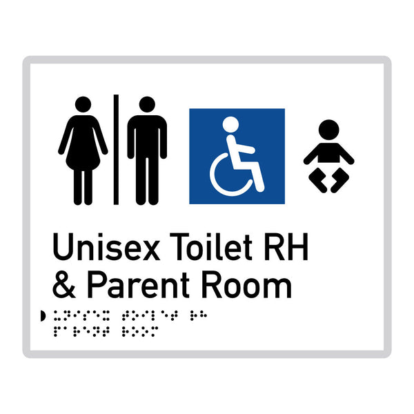 Unisex Toilet RH & Parent Room, SNA Aluminium "Mono" with White Background. (W UTRP 215)