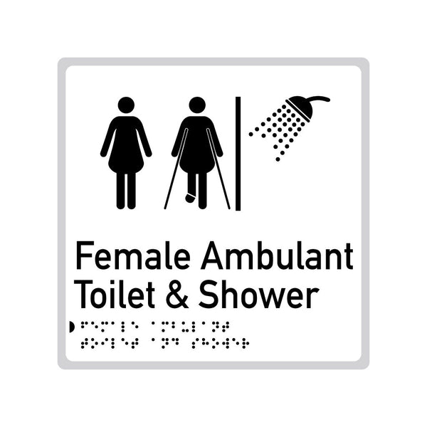 Female Ambulant Toilet & Shower, SNA Aluminium "Mono" with White Background. (W FATS 219)