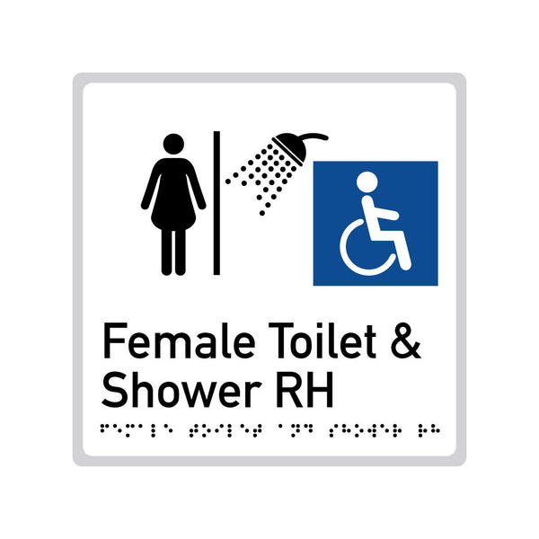 Female Toilet & Shower RH, SNA Aluminium "Mono" with White Background. (W FTSR 221)