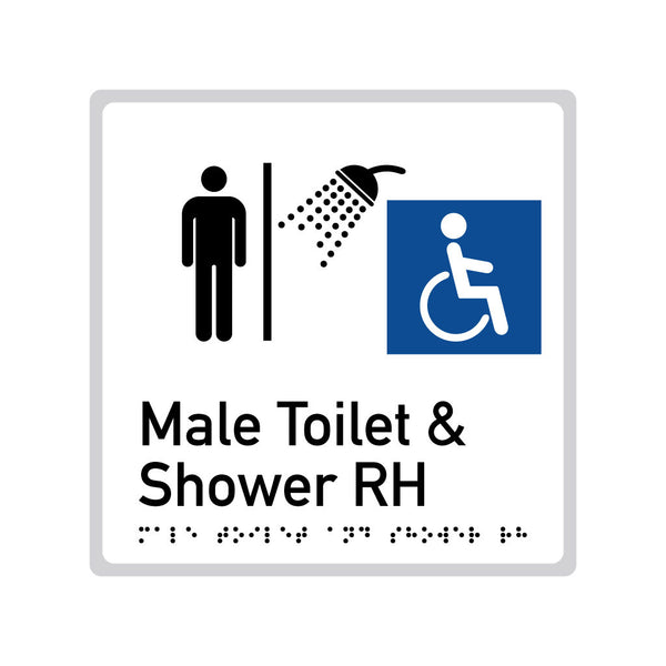 Male Toilet & Shower RH, SNA Aluminium "Mono" with White Background. (W MTSR 222)