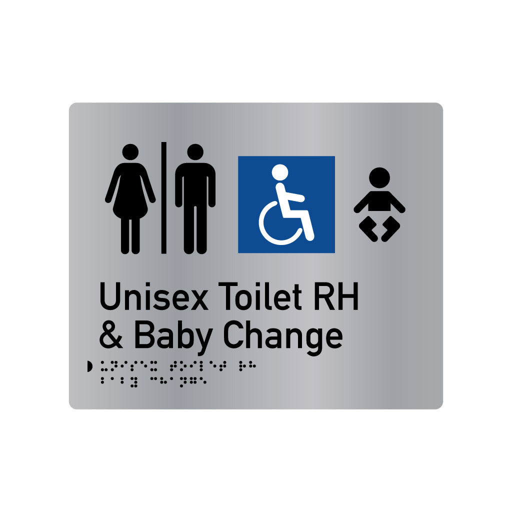 Unisex Toilet RH & Baby Change, SNA Aluminium with Classic design. (AC UTRB 313)