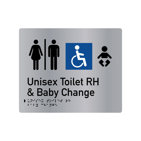 Unisex Toilet RH & Baby Change, SNA Aluminium with Classic design. (AC UTRB 313)