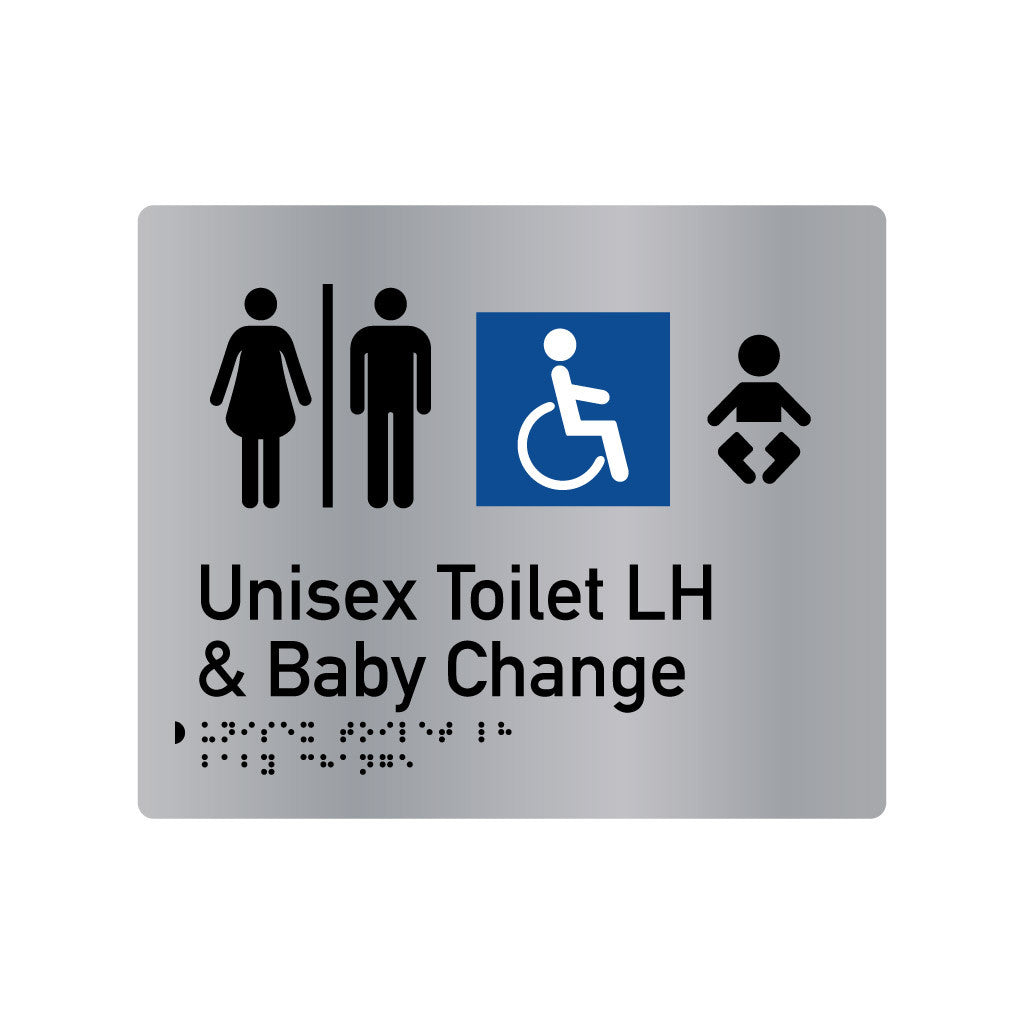 Unisex Toilet LH & Baby Change, SNA Aluminium with Classic design. (AC UTLB 314)