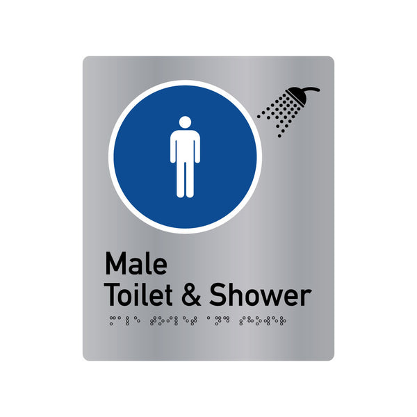 Male Toilet & Shower , SNA Aluminium, Blue Circle with White Border. (BC MTS 418)