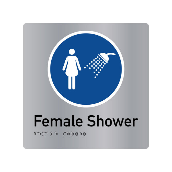 Female Shower , SNA Aluminium, Blue Circle with White Border. (BC FS 425)
