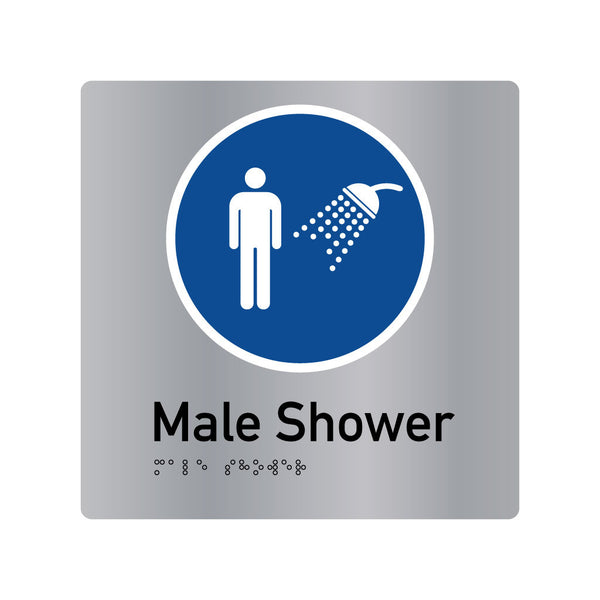 Male Shower , SNA Aluminium, Blue Circle with White Border. (BC MS 426)