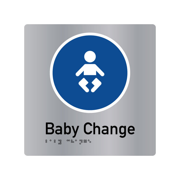 Baby Change, SNA Aluminium, Blue Circle with White Border. (BC BC 428)
