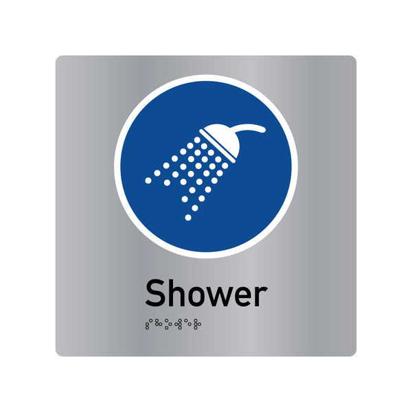 Shower, SNA Aluminium, Blue Circle with White Border. (BC S 430)