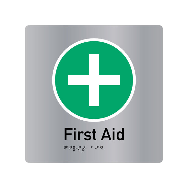 First Aid, SNA Aluminium, Blue Circle with White Border. (BC FA 432)