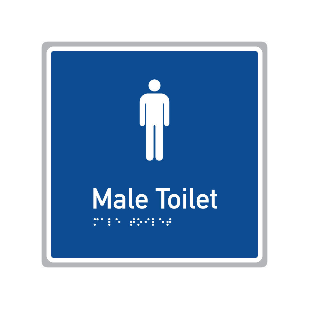 Male Toilet, SNA Aluminium, Blue Background with White Border . (BWB FT 502)