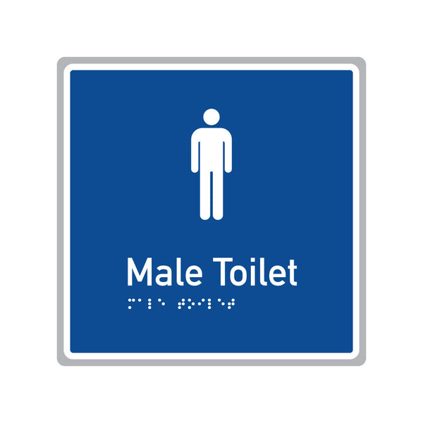 Male Toilet, SNA Aluminium, Blue Background with White Border . (BWB FT 502)