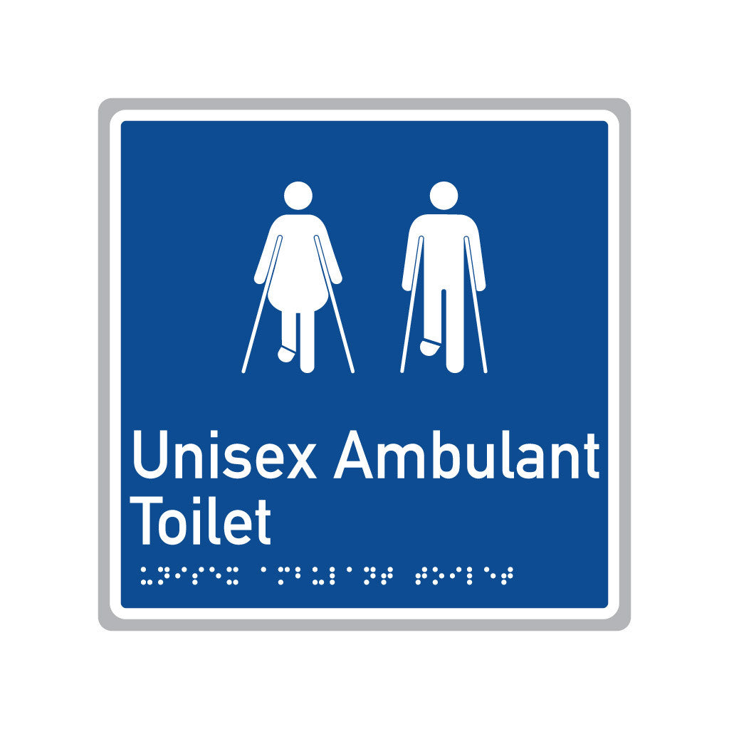 Unisex Ambulant Toilet, SNA Aluminium, Blue Back with White Border. (BWB UAT 510)