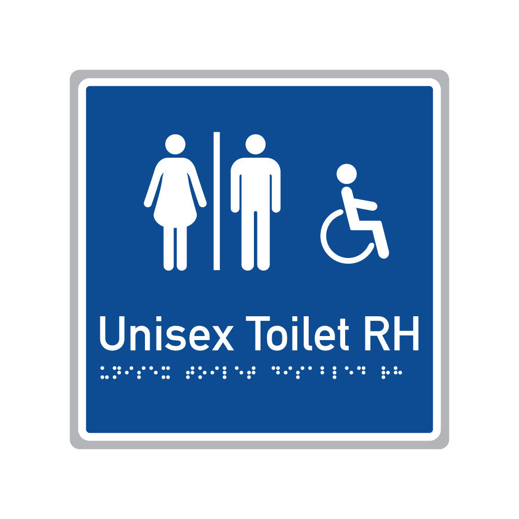 Unisex Toilet RH, SNA Aluminium, Blue Back with White Border. (BWB UTR 511)