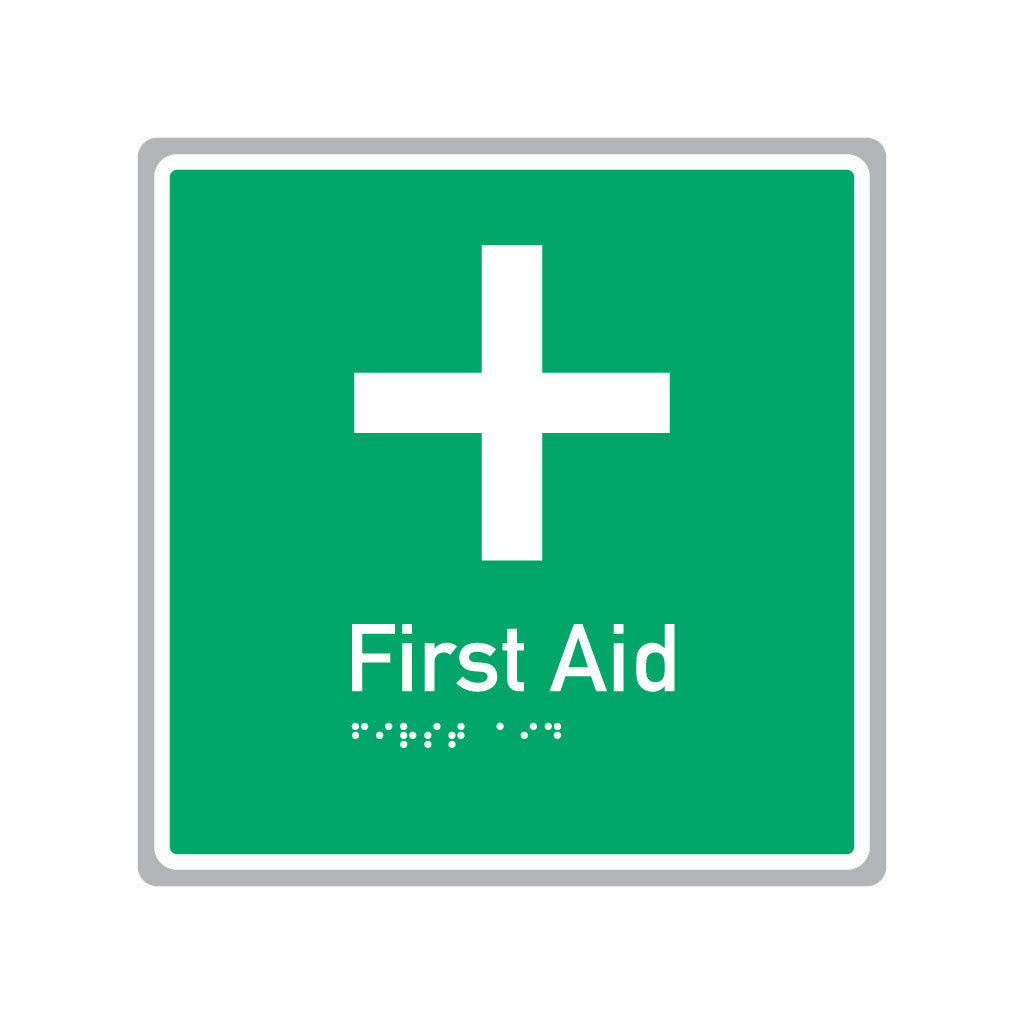 First Aid, SNA Aluminium, Green Back with White Border. (BWB FA 532)