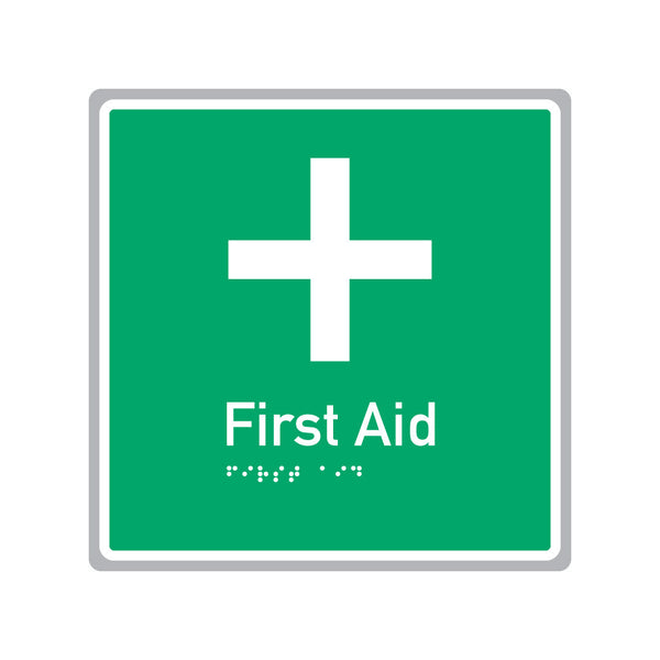 First Aid, SNA Aluminium, Green Back with White Border. (BWB FA 532)