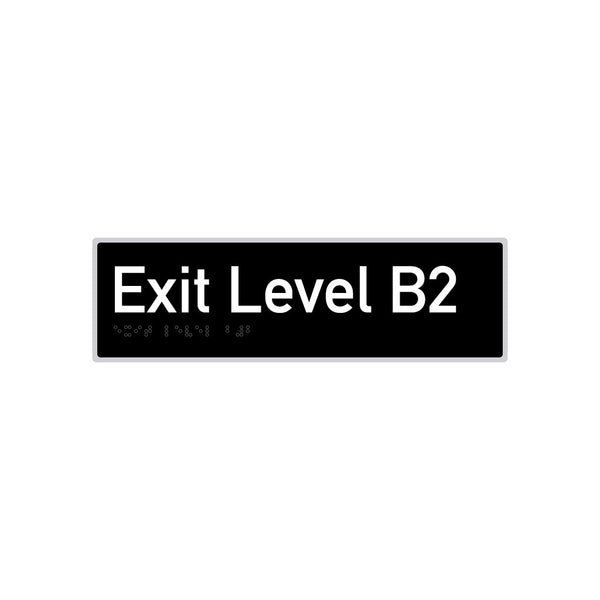 Exit Level B2, SNA Aluminium with Black Background. (B2 Exit A Black)
