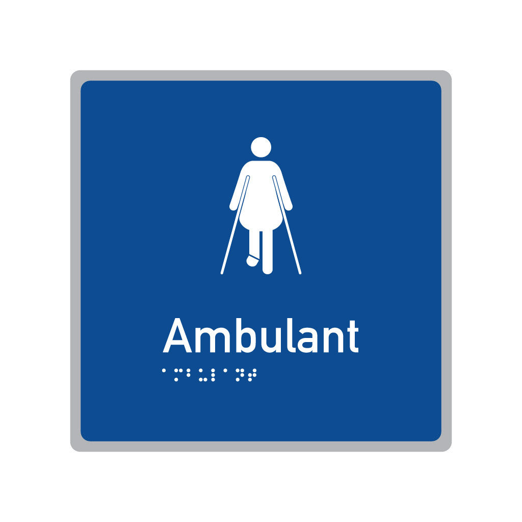 Female Ambulant Toilet, SNA Aluminium, Blue Background. (BL AF 607)