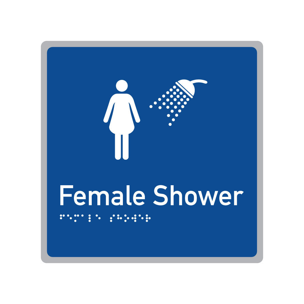 Female Shower, SNA Aluminium, Blue Background. (BL FS 625)