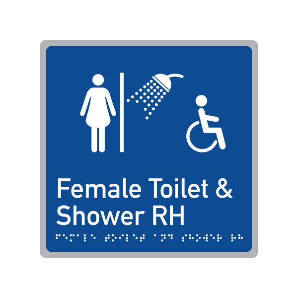 Female Toilet & Shower RH, SNA Aluminium, Blue Back. (BL FTSR 621)