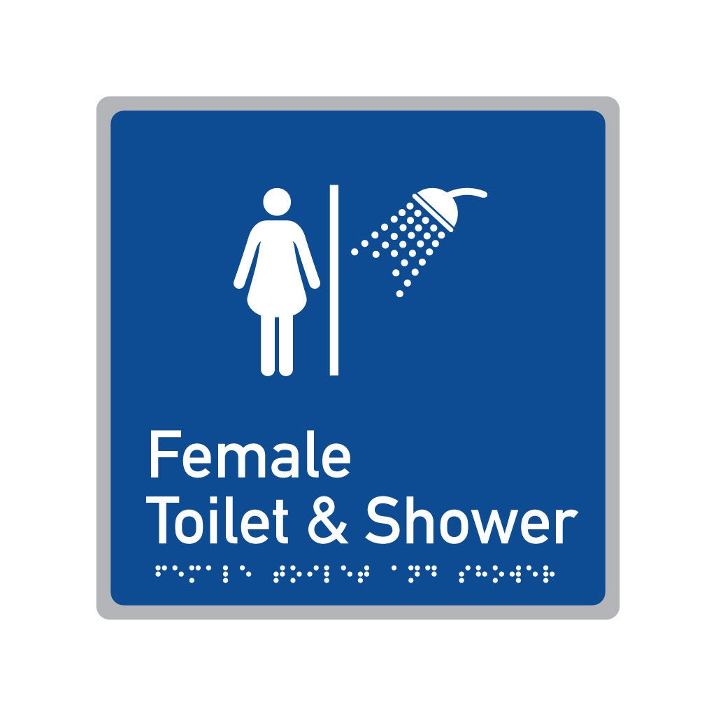 Female Toilet & Shower, SNA Aluminium, Blue Background. (BL FTS 617)