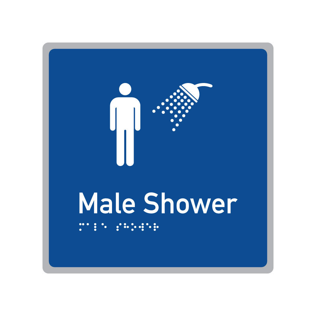 Male Shower, SNA Aluminium, Blue Background. (BL MS 626)
