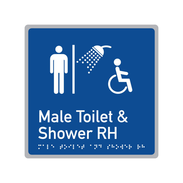 Male Toilet & Shower RH, SNA Aluminium, Blue Back. (BL MTSR 622)