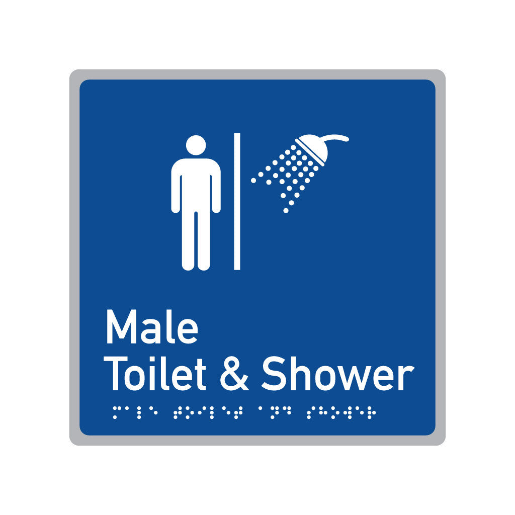 Male Toilet & Shower, SNA Aluminium, Blue Background. (BL MTS 618)