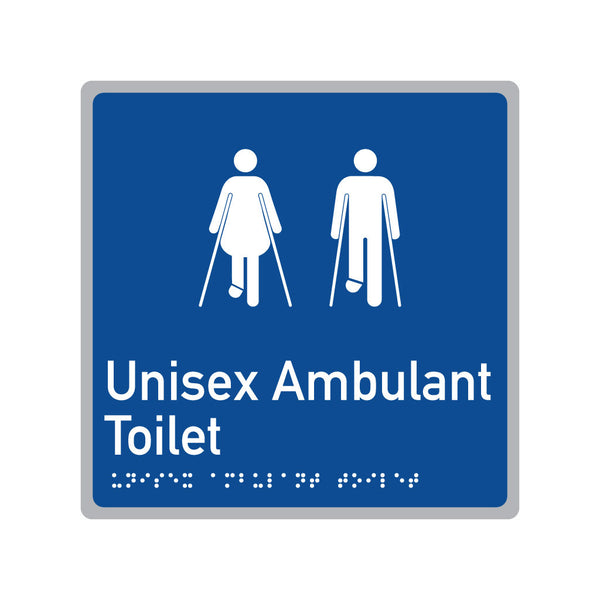 Unisex Ambulant Toilet, SNA Aluminium, Blue Background. (BL UAT 610)