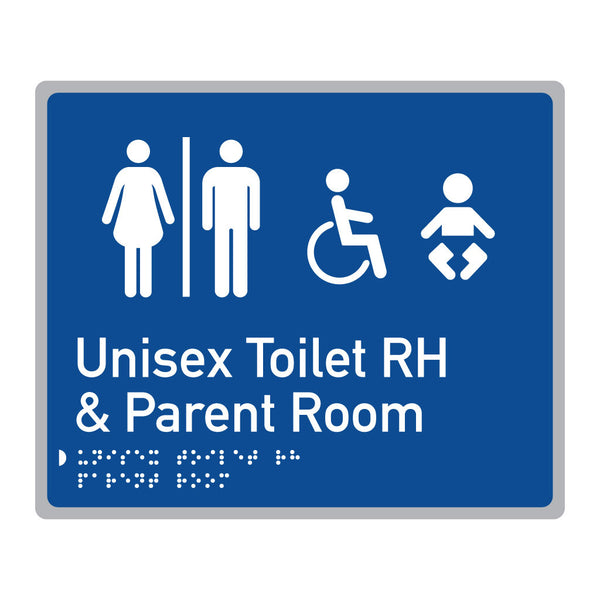 Unisex Toilet RH & Parent Room, SNA Aluminium, Blue Back. (BL UTRP 615)